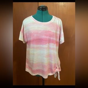 Democracy women’s ruched roll cap short sleeve tee shirt